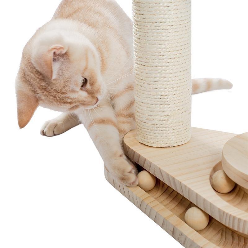 Interactive Turntable Wooden Ball Cat Toy-4